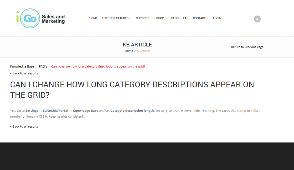 suitecrm wordpress knowledgebase plugin article