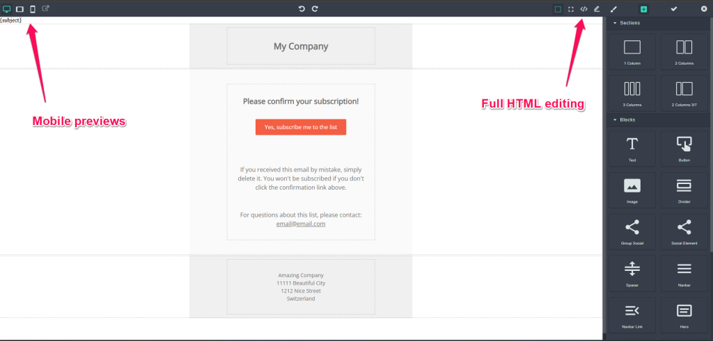 mautic email builder example.