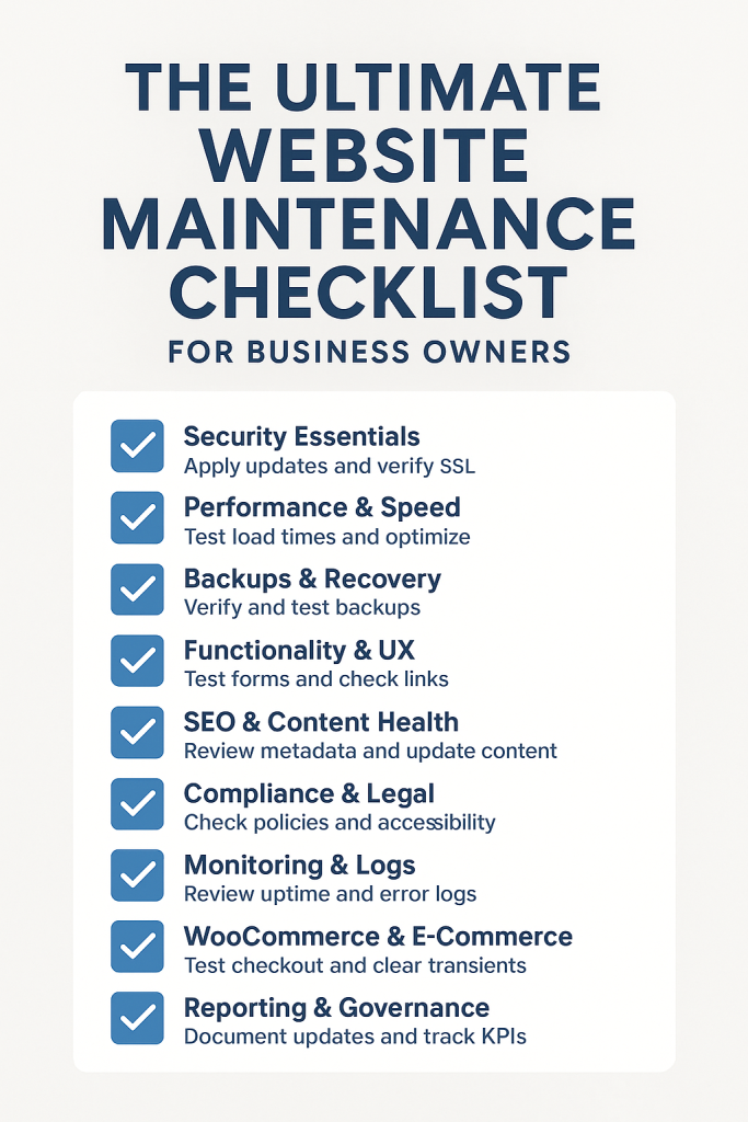 ultimate website maintenance checklist