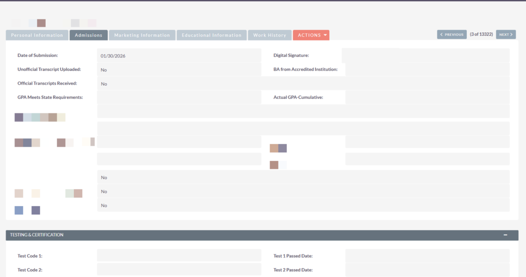 suitecrm student record for applicaiton engine