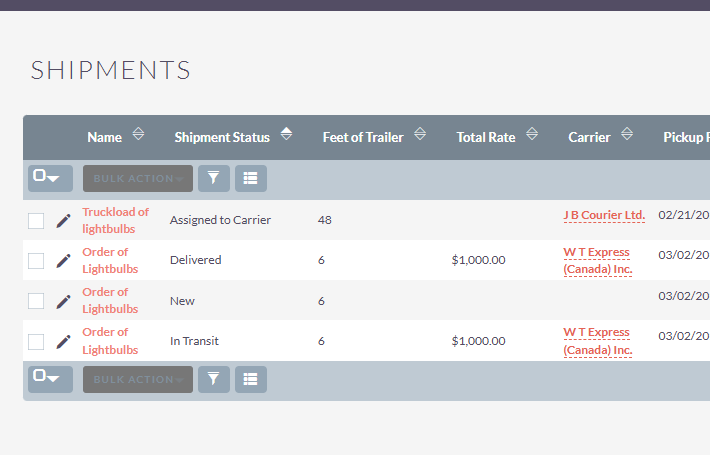 suitecrm manage shipments