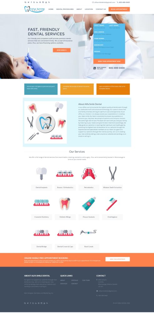 dentist website design
