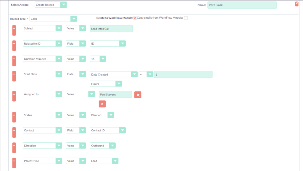 SuiteCRM Workflow settings