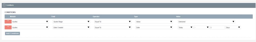 suitecrm 8 workflow conditions