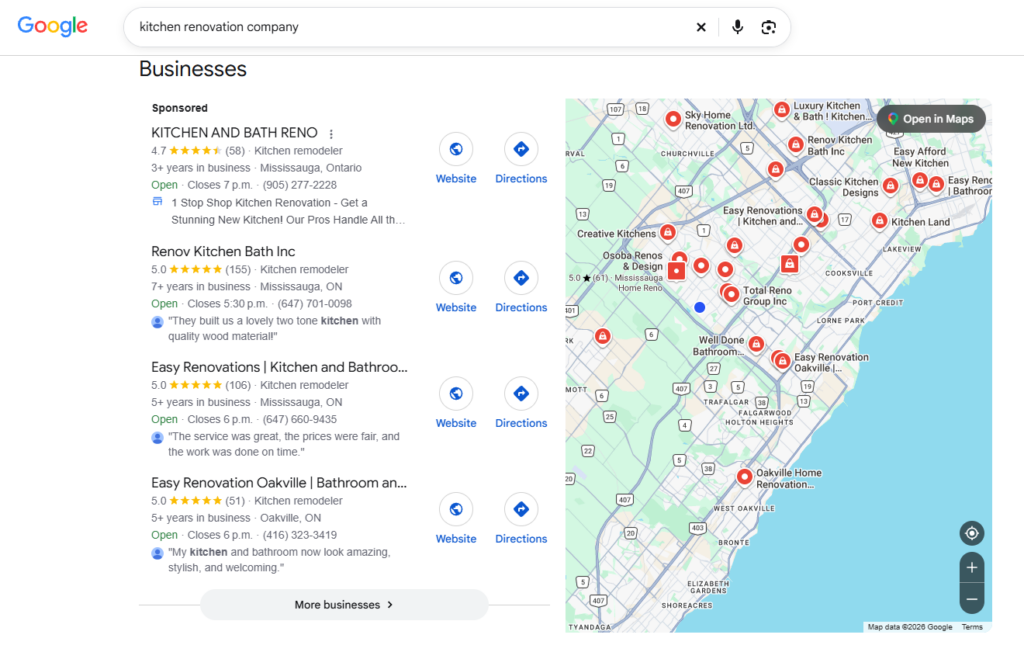 google local maps listing example